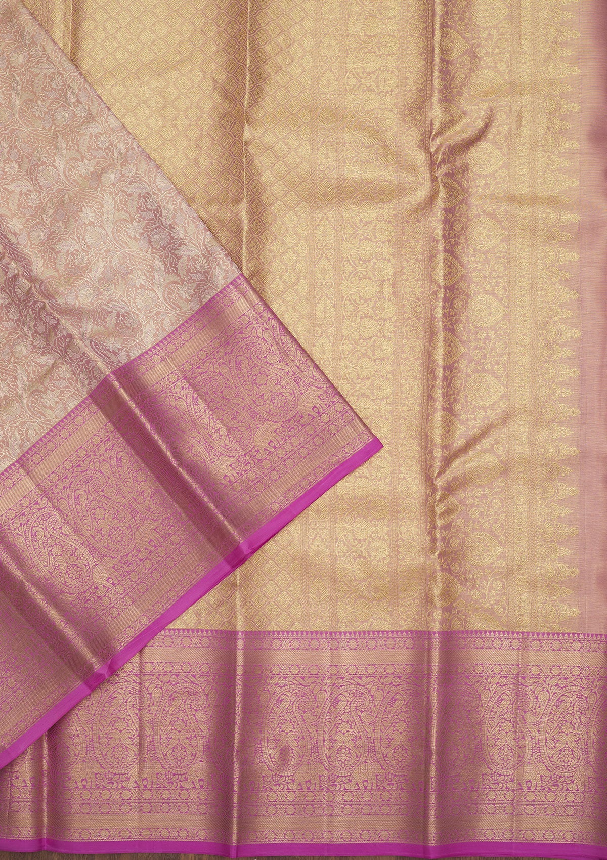 Mauve Zariwork Pure Silk Saree