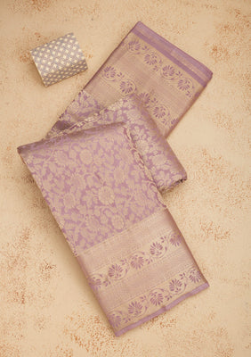 Mauve Zariwork Pure Silk Saree