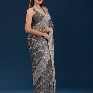 Mehendi Sequins Tissue Saree