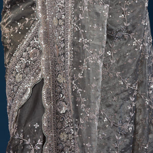 Mehendi Sequins Tissue Saree