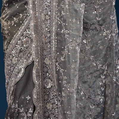 Mehendi Sequins Tissue Saree