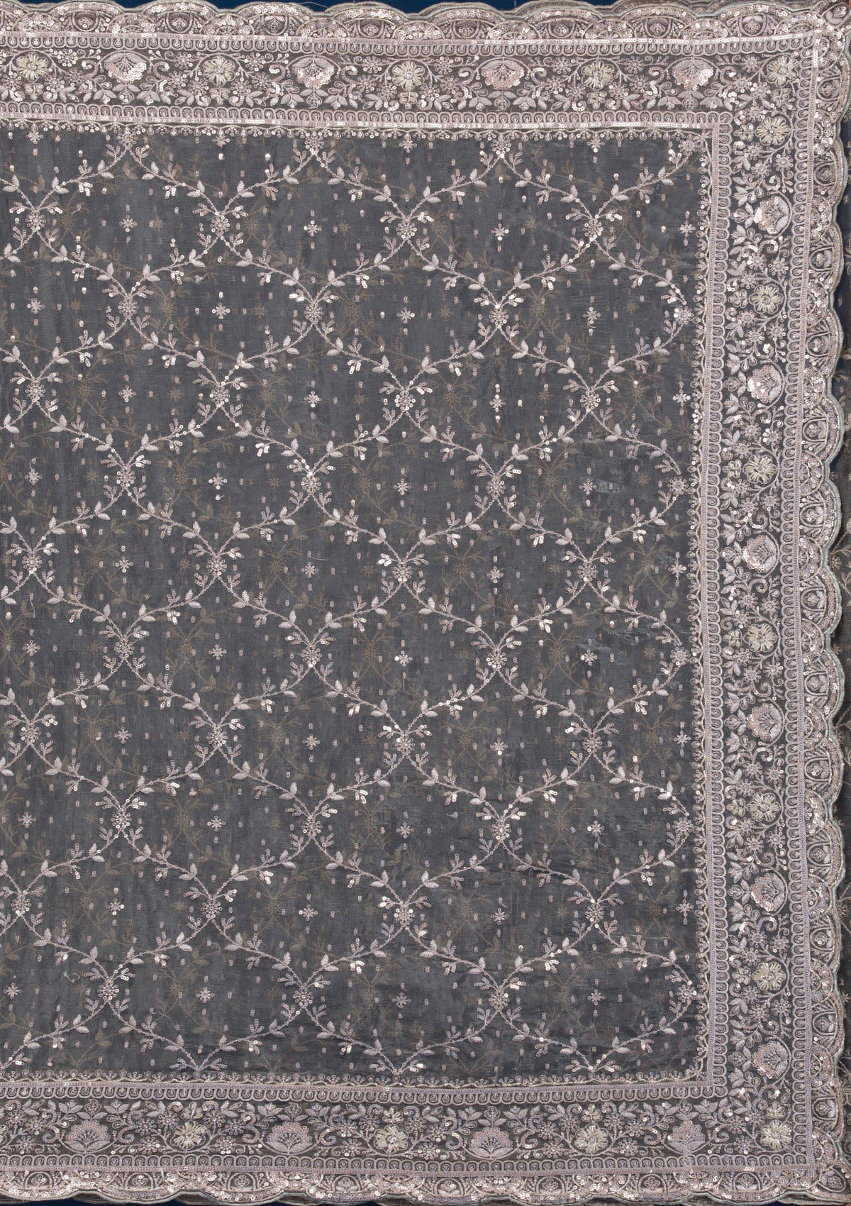 Mehendi Sequins Tissue Saree