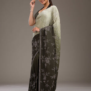 Mehendi Stonework Satin Saree