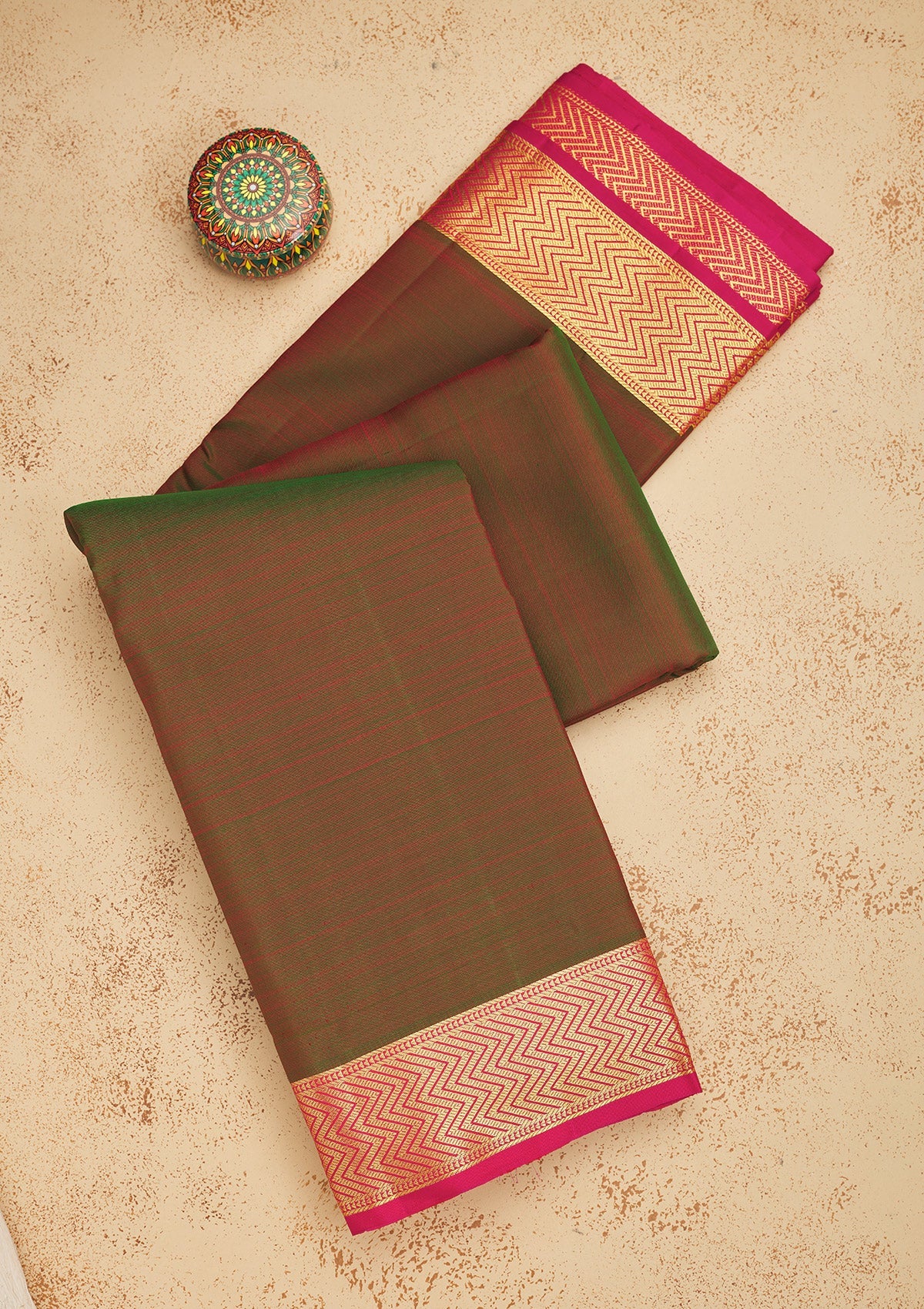 Mehendi Zariwork Pure Silk Saree