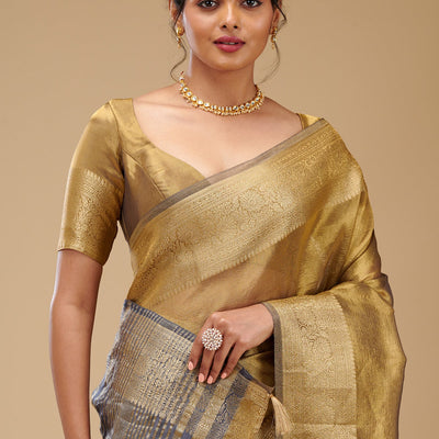 Mehendi Zariwork Tissue Saree