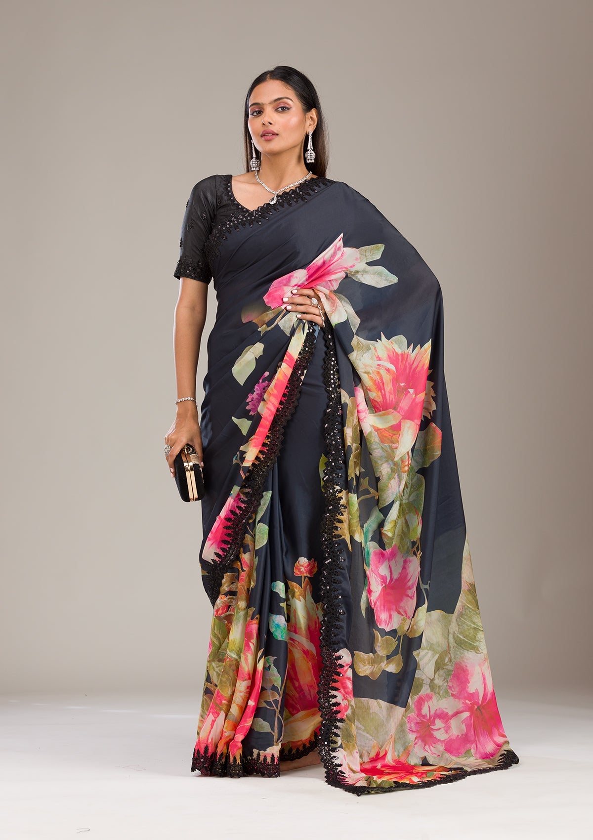 Multi Zariwork Georgette Saree