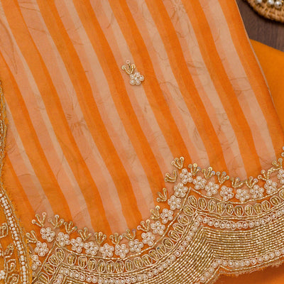 Mustard Cutdana Semi Crepe Unstitched Salwar Suit