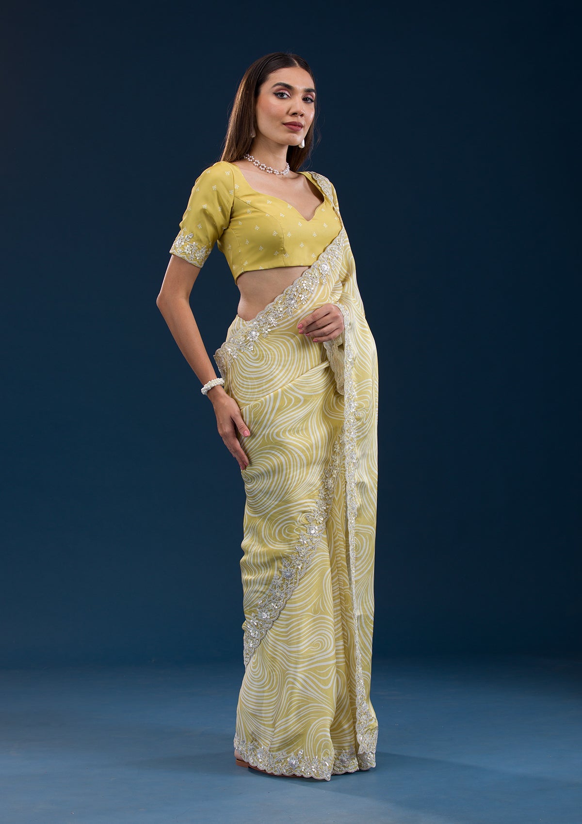 Mustard Printed Georgette Saree