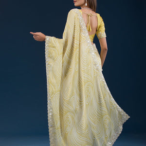 Mustard Printed Georgette Saree