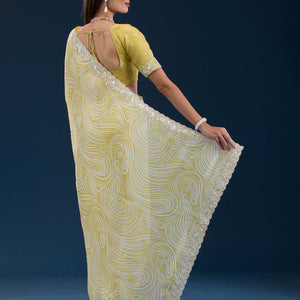 Mustard Printed Georgette Saree