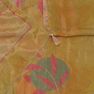 Mustard Printed Semi Crepe Unstitched Salwar Suit