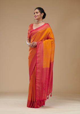 Mustard Zariwork Art Silk Saree