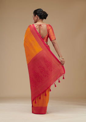 Mustard Zariwork Art Silk Saree