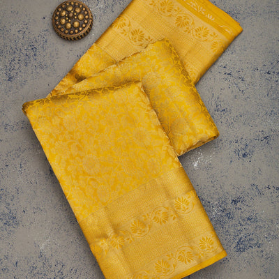 Mustard Zariwork Pure Silk Saree