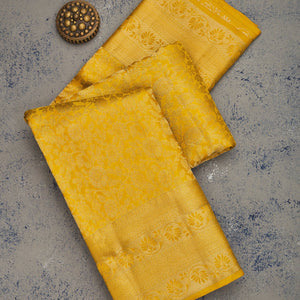 Mustard Zariwork Pure Silk Saree