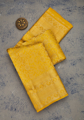 Mustard Zariwork Pure Silk Saree
