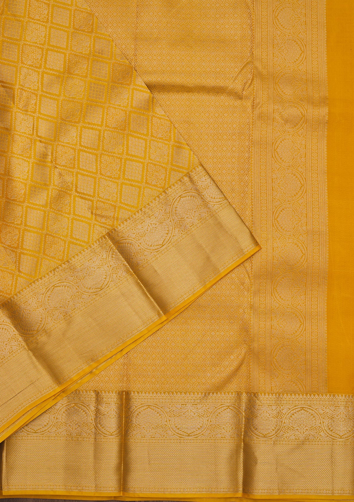 Mustard Zariwork Pure Silk Saree