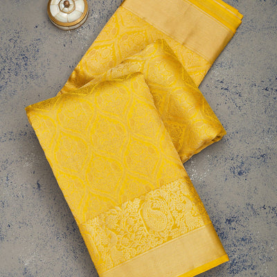 Mustard Zariwork Pure Silk Saree