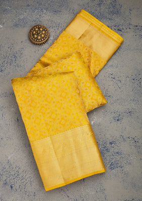 Mustard Zariwork Pure Silk Saree