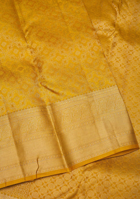 Mustard Zariwork Pure Silk Saree