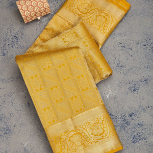 Mustard Zariwork Pure Silk Saree