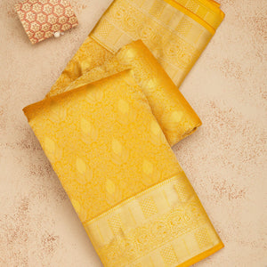 Mustard Zariwork Pure Silk Saree