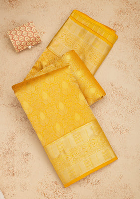 Mustard Zariwork Pure Silk Saree