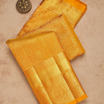 Mustard Zariwork Pure Silk Saree