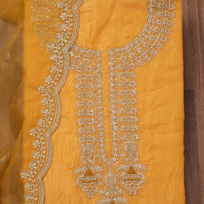 Mustard Zariwork Tissue Unstitched Salwar Suit