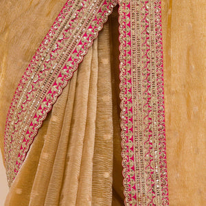 Mustard Zariwork Tissue Saree