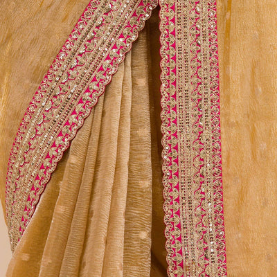 Mustard Zariwork Tissue Saree