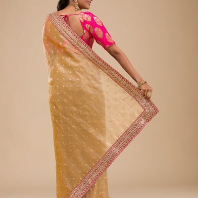 Mustard Zariwork Tissue Saree