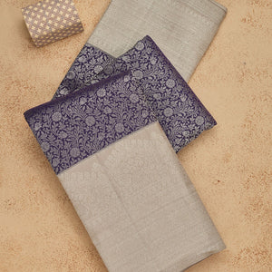 Navy Blue Zariwork Pure Silk Saree