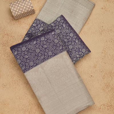 Navy Blue Zariwork Pure Silk Saree