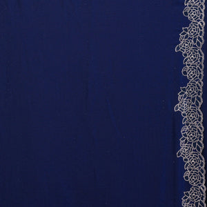Navy Blue Swarovski Satin Saree