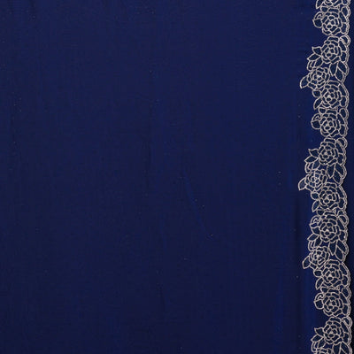 Navy Blue Swarovski Satin Saree