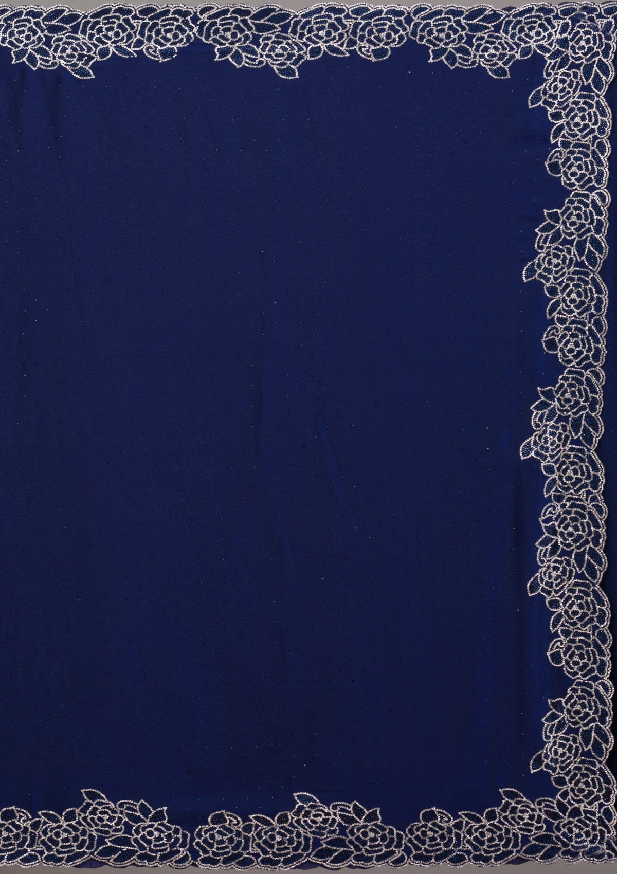 Navy Blue Swarovski Satin Saree