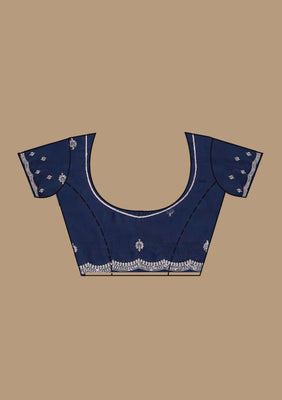 Navy Blue Zariwork Georgette Saree