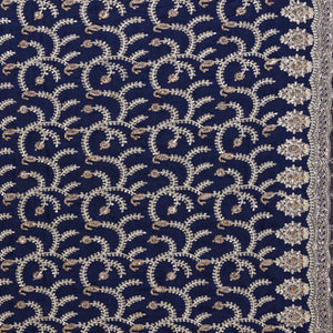 Navy Blue Zariwork Georgette Saree