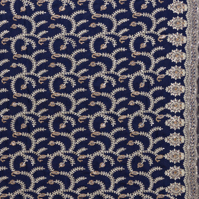 Navy Blue Zariwork Georgette Saree