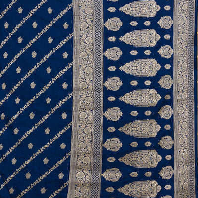 Navy Blue Zariwork Semi Crepe Saree