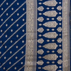 Navy Blue Zariwork Semi Crepe Saree