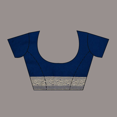 Navy Blue Zariwork Semi Crepe Saree