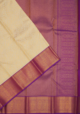Off White Zariwork Pure Silk Saree