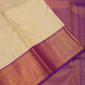 Off White Zariwork Pure Silk Saree