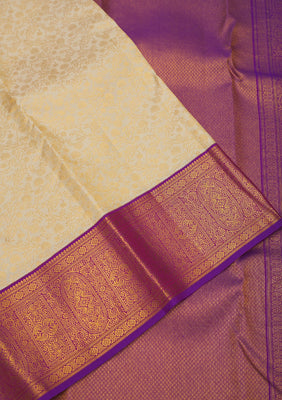 Off White Zariwork Pure Silk Saree