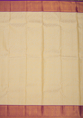 Off White Zariwork Pure Silk Saree