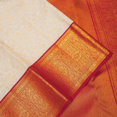 Off White Zariwork Pure Silk Saree