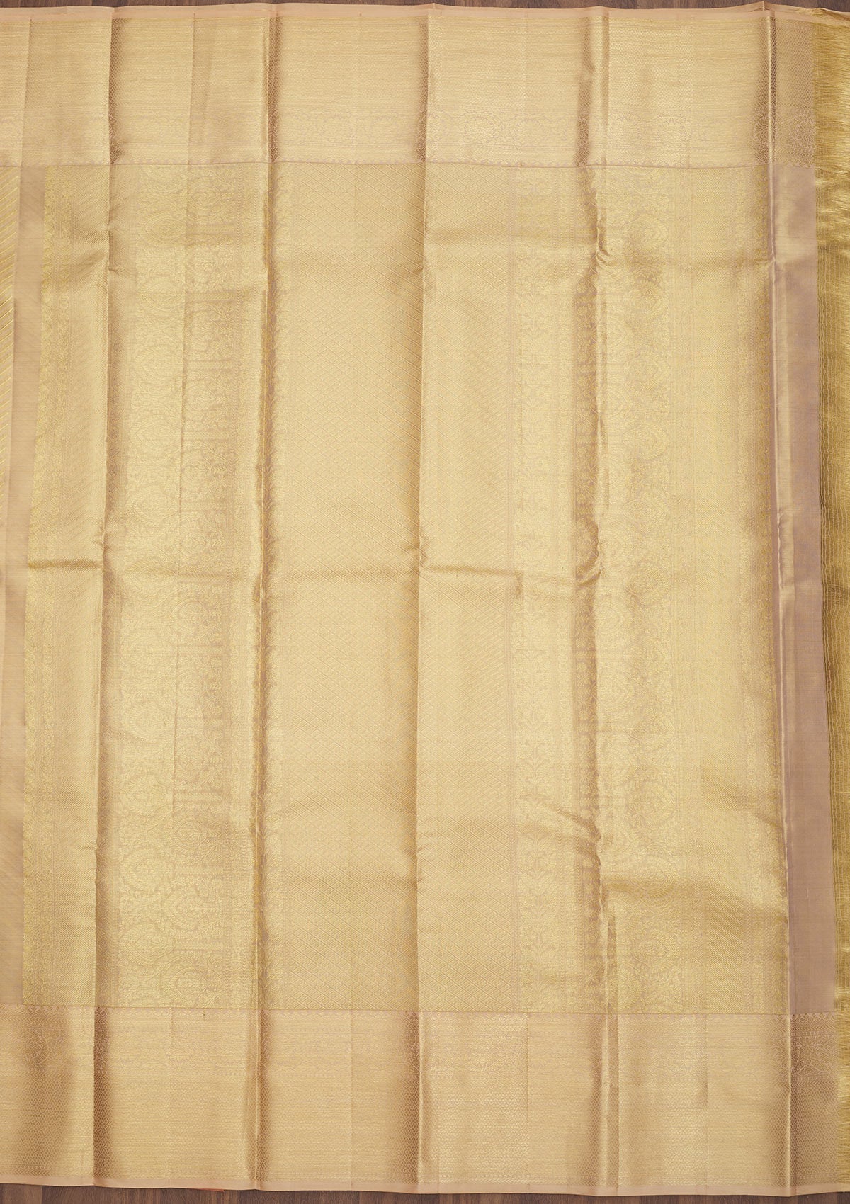 Off White Zariwork Pure Silk Saree