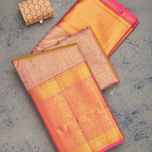 Onion Pink Zariwork Pure Silk Saree